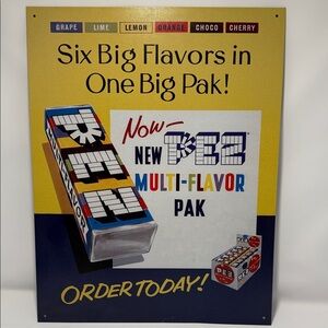 PEZ Multi-Flavor Pak Metal Sign